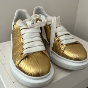 Alexander McQueen gold and white sneakers size 9 gently used